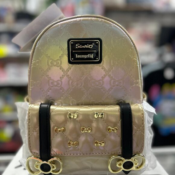 Loungefly Sanrio 50th Anniversary Metallic Gold Mini Backpack NWT - Picture 1 of 3